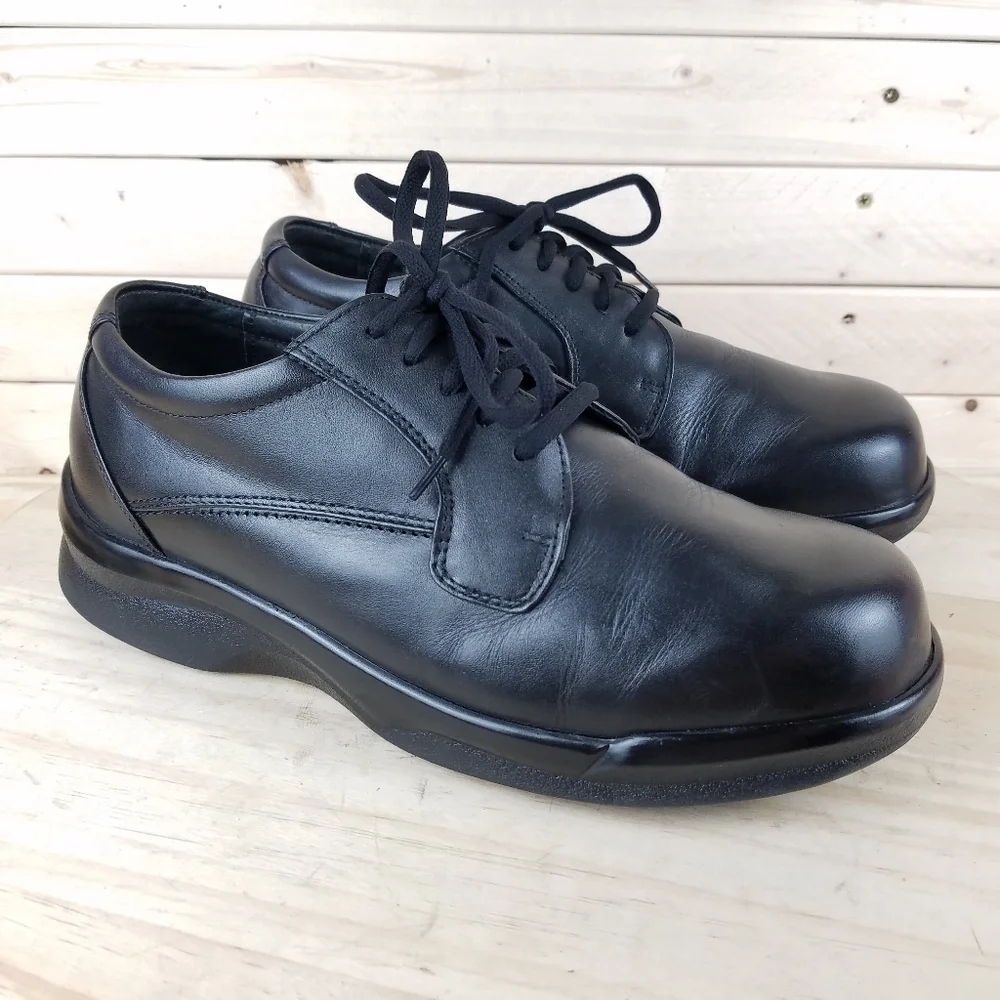 Apex B2000M Black Leather Comfort Shoes Men's Size 9.5 X-Wide Lace-up Oxfords